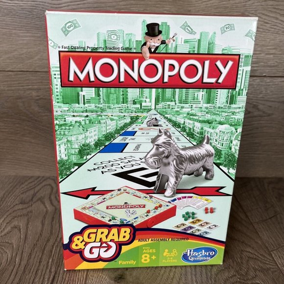 Hasbro Games Monopoly Grab Go Travel Size Family Board Game Hasbro